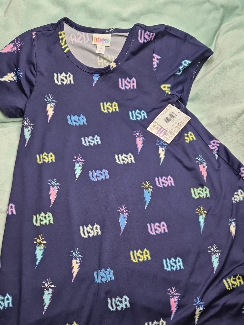 LuLaRoe Kids Scarlett Dress Navy USA Lightning Size 10